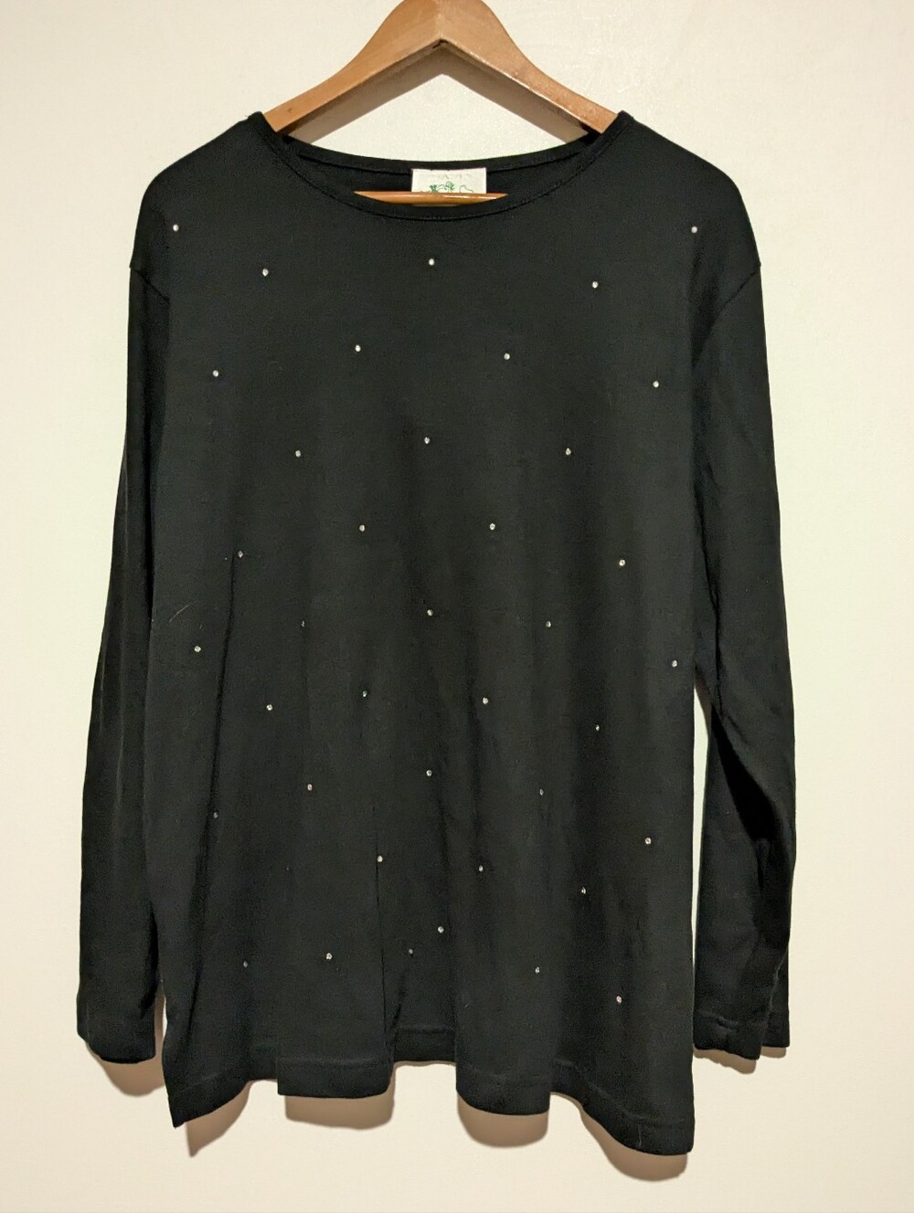 QVC Quacker Factory Black L/S Knit Top 1X Nwt